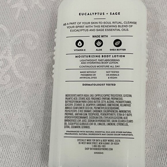 Aromatherapy Eucalyptus + Sage Moisturizing Body Lotion 6.5 Fl Oz Bath & Body Wo - Picture 3 of 3